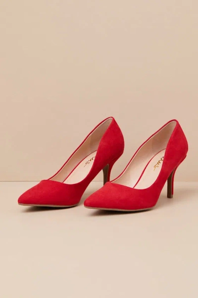 Lulus Mariee Red Suede Pointed-toe Pumps