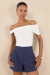Lulus Marieke Navy Pleated High-rise Shorts In Black