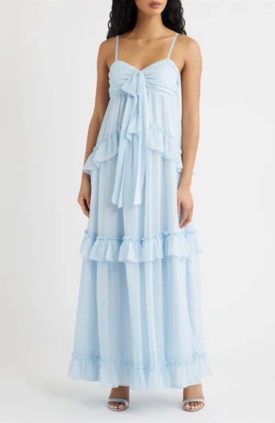 Lulus Markie Ruffle Tiered Evening Dress In Blue