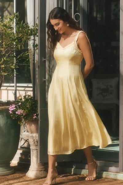 Lulus Marlana Light Yellow Sleeveless Ruffled Midi Dress