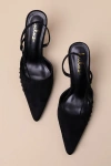 Lulus Marloww Black Suede Pleated Slingback Pumps In Black