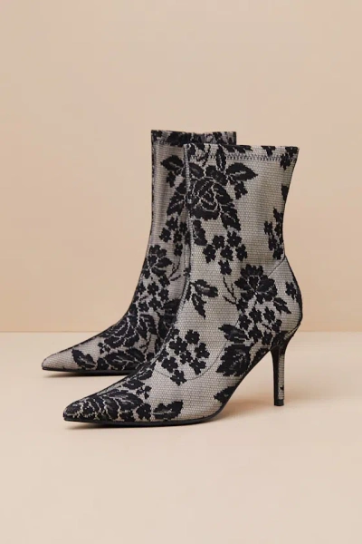 Lulus Marquetta Black Lace Pointed-toe Ankle Booties