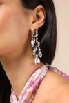 Lulus Marvella Gold And Clear Rhinestone Statement Earrings In Gold