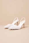 Lulus Marybella White Textured Slingback Pumps In White