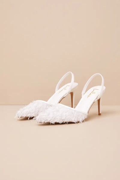 Lulus Marybella White Textured Slingback Pumps