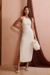 Lulus Masterfully Mod White Side Button Midi Dress In White