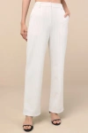 Lulus Matija White Pinstriped High-rise Straight Leg Trouser Pants