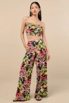 Lulus Matira Black Multi Tropical Print Wide-leg