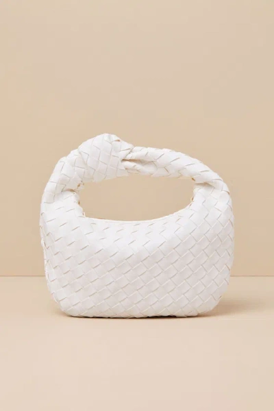 Lulus Mejia White Woven Knotted Handbag