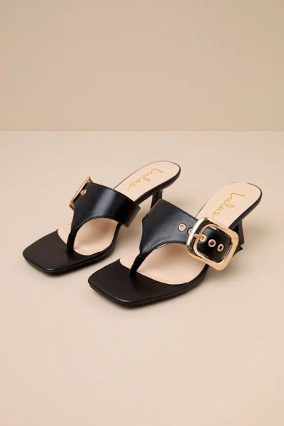 Lulus Meline Black Buckle Thong Slide Sandals