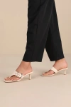 Lulus Meline Bone Buckle Thong Slide Sandals In White