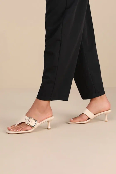 Lulus Meline Bone Buckle Thong Slide Sandals In White