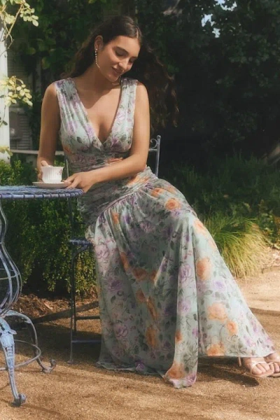 Lulus Melisandre Light Blue Floral Drop Waist Maxi Dress
