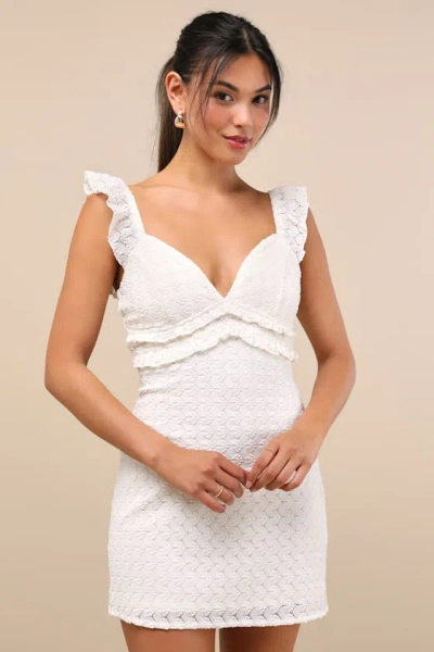 Lulus Melosa Ivory Textured Ruffled Mini Dress