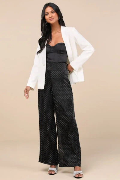 Lulus Memorable Style Black Satin Wide-leg Pants