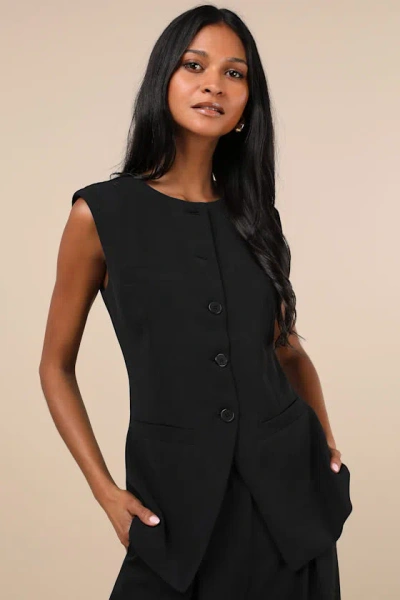 Lulus Memorably Stylish Black Longline Vest Top