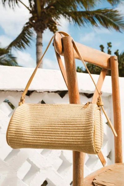 Lulus Meri Beige Raffia Shoulder Bag In Nude