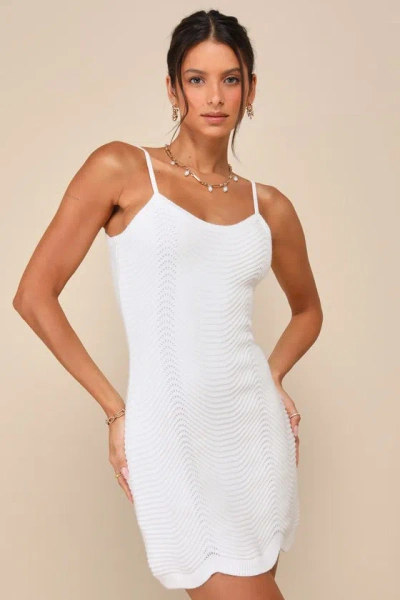 Lulus Mesmerizing Appeal White Pointelle Bodycon Sweater Dress