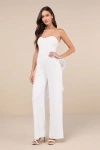 Lulus Mesmerizing Glow White Sequin Removable Bow Wide-leg Jumpsuit In White