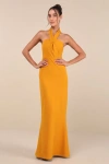 Lulus Mesmerizing Perfection Yellow Halter Neck Backless Maxi Dress In Yellow
