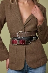 Lulus Metis Dark Red Faux Fur Studded Belt In Brown