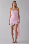 Lulus Mikaela Asymmetric Draped Chiffon Strapless Mini Dress In Pink, Women's At Urban Outfitters In Pink