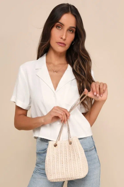 Lulus Miles To Go Ivory Straw Mini Bag