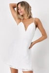 Lulus Mindful Muse White Floral Burnout Skater Mini Dress In White