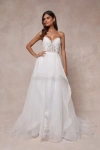 Lulus Mine, All Mine White Embroidered Organza Strapless A-line Gown In White