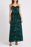 Lulus Minka Floral Velvet Burnout Gown In Gray