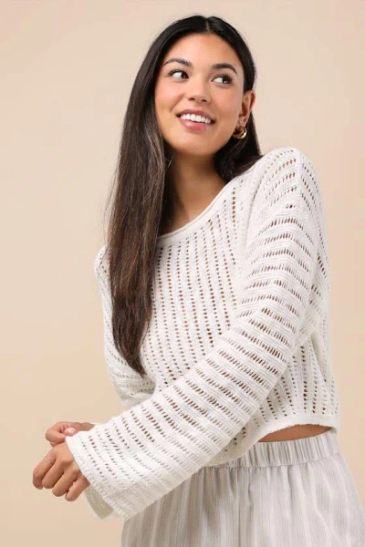 Lulus Minna Ivory Open Knit Dolman Sleeve Sweater