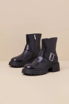 Lulus Mirrabelle Black Buckle Platform Ankle Boots In Black