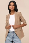 Lulus Miss Punctuality Beige Lightweight Blazer In Beige