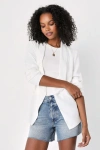 Lulus Miss Punctuality White Lightweight Blazer In White