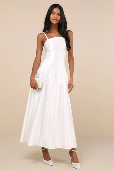 Lulus Modern Adoration White Satin Backless Lace-up Maxi Dress