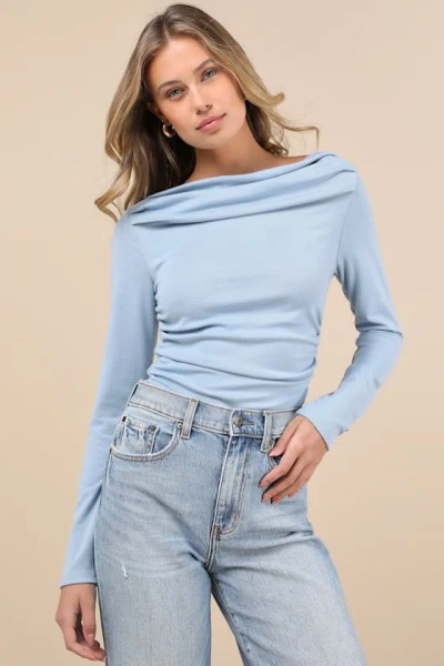 Lulus Modern Favorite Light Blue Ruched Long Sleeve Top