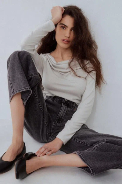 Lulus Modern Favorite Light Grey Ruched Long Sleeve Top