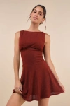 Lulus Modern Moves Brick Red Ribbed Knit Sleeveless Mini Dress In Orange