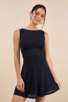 Lulus Modern Moves Navy Blue Ribbed Knit Sleeveless Mini Dress In Navy Blue