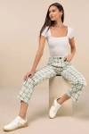 Lulus Modish Behavior Cream And Green Plaid Corduroy High-rise Pants In White
