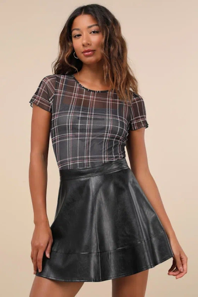 Lulus Modish Cutie Black Vegan Leather High-rise Skater Mini Skirt