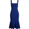 Lulus Moment Maker Cobalt Blue Square Neck Trumpet Midi Dress In Blue
