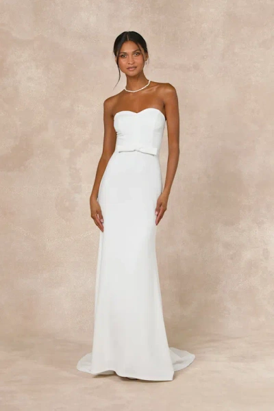 Lulus Momentous Romance White Strapless Bow Mermaid Maxi Dress