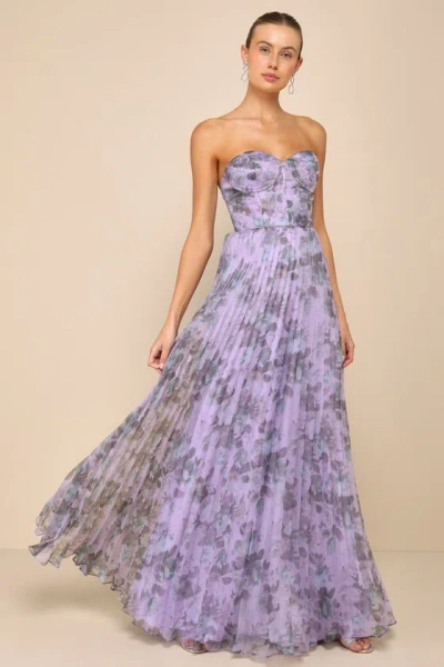 Lulus Most Beautiful Day Purple Multi Floral Print Organza Maxi Dress