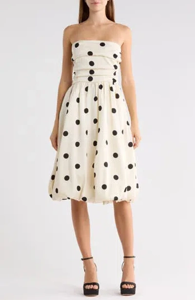 Lulus Nadine Strapless Bubble Hem Dress In White