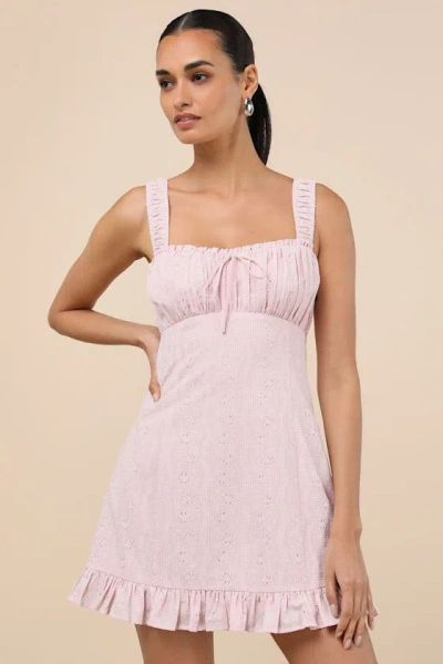 Lulus Naina Light Pink Embroidered Sleeveless Mini Dress