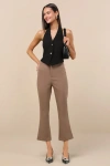 Lulus Nalini Light Brown Cropped Flare Trouser Pants In Light Brown
