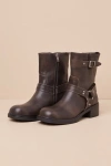 Lulus Nelsan Black Distressed Moto Ankle Boots In Black