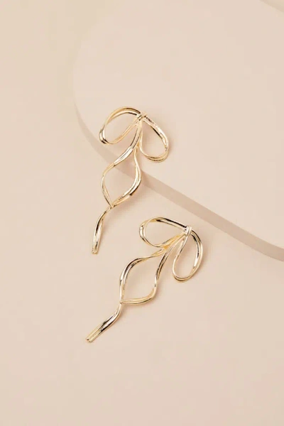 Lulus Neoma Gold Oversized Bow Earrings