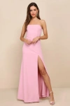 Lulus Night Of Compliments Rose Pink Strapless Bustier Maxi Dress In Pink